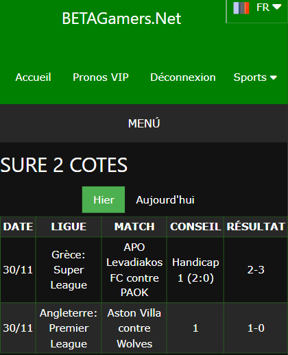 pari VIP gagné ticket